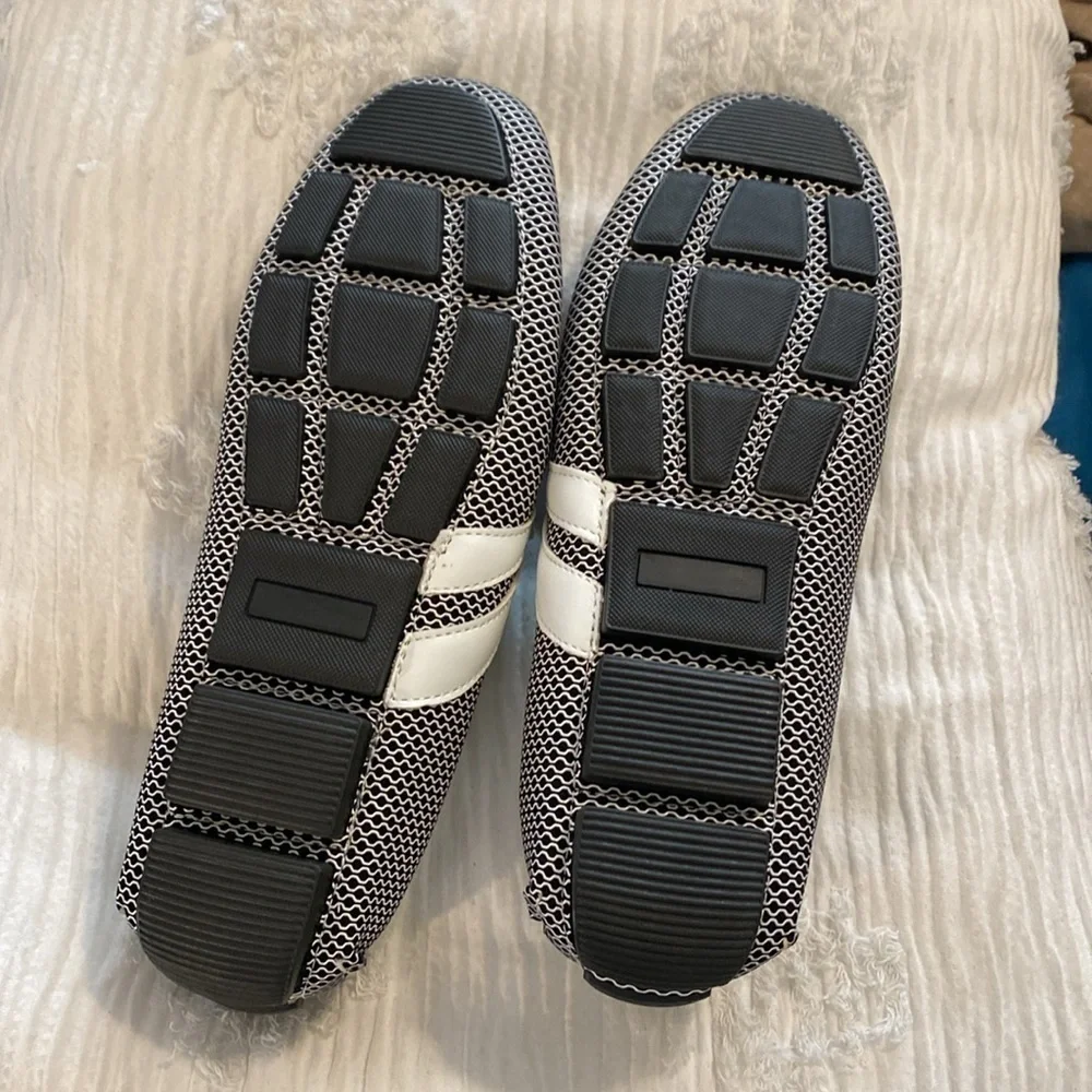 Giovanni slip on grip black white new square toe line loafer shoes size 8